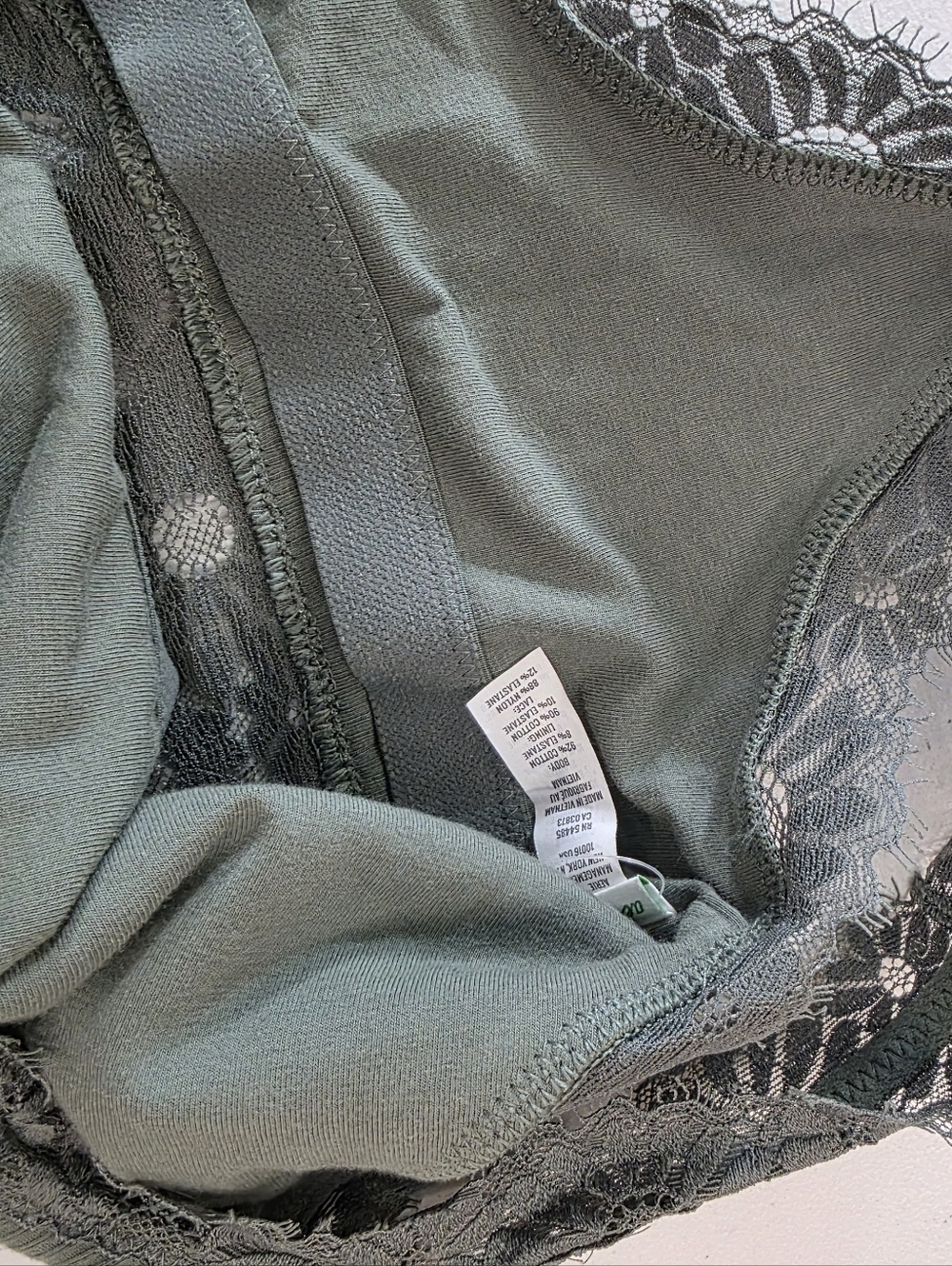 Aerie Lace-Trim Ribbed Bralette in Sage Green - Picture 5 of 12